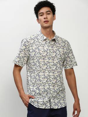 men's short sleeves conversational white shirt 2