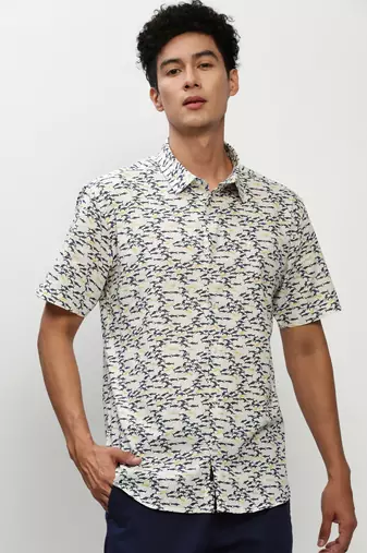 men's short sleeves conversational white shirt