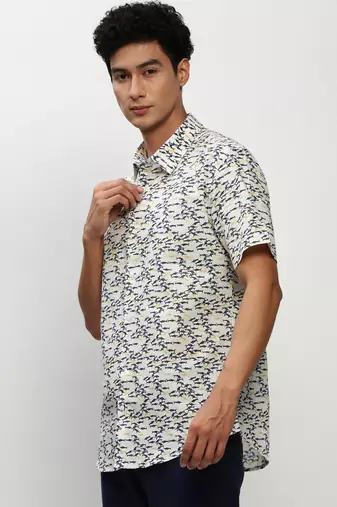 men's short sleeves conversational white shirt