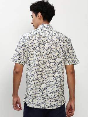 men's short sleeves conversational white shirt 4