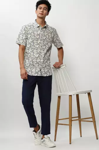 men's short sleeves conversational white shirt