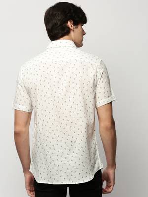 men's short sleeves geometric white shirt 4