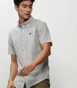 Showoff men's short sleeves vertical stripes white shirt