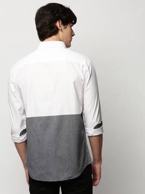 men's long sleeves colourblocked grey shirt 4