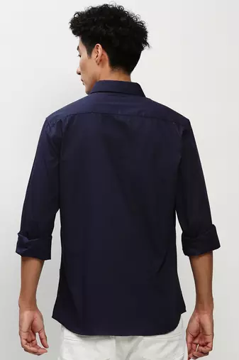 men's long sleeves micro ditsy navy blue shirt