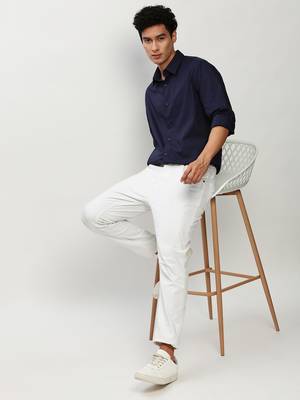 men's long sleeves micro ditsy navy blue shirt 5