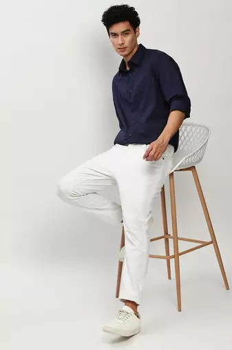 men's long sleeves micro ditsy navy blue shirt