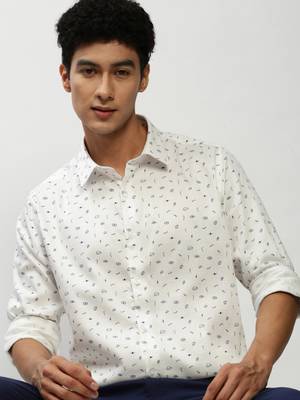 men's long sleeves conversational white shirt 1