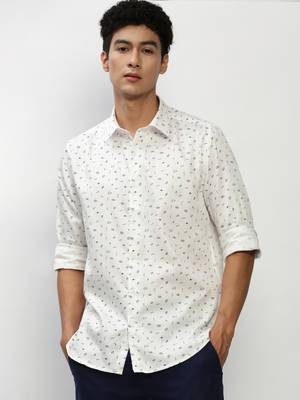 men's long sleeves conversational white shirt 2