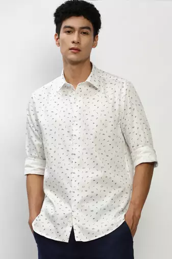 men's long sleeves conversational white shirt