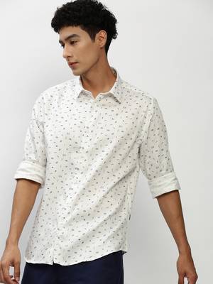 men's long sleeves conversational white shirt 3