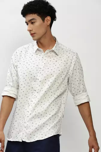 men's long sleeves conversational white shirt