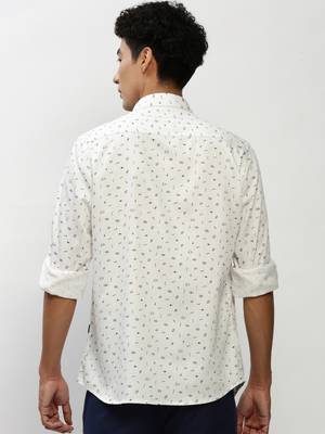 men's long sleeves conversational white shirt 4