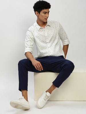 men's long sleeves conversational white shirt 5