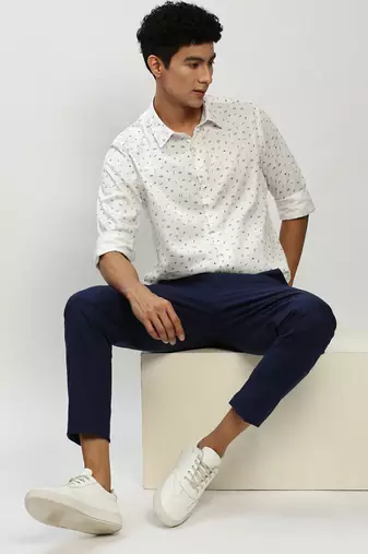 men's long sleeves conversational white shirt
