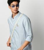 Showoff men's long sleeves solid blue shirt