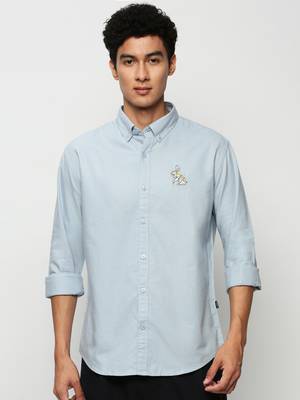 Showoff men's long sleeves solid blue shirt 2