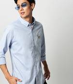 men's long sleeves solid blue shirt
