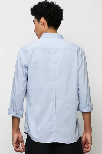 men's long sleeves solid blue shirt