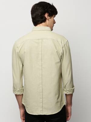 men's long sleeves solid green shirt 4
