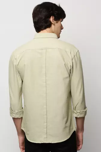 men's long sleeves solid green shirt