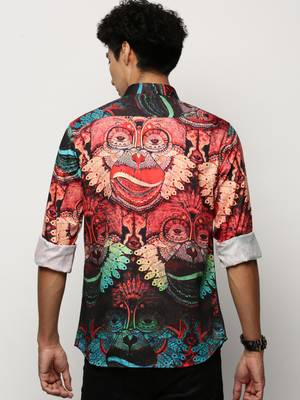 Showoff men's long sleeves conversational red shirt 4