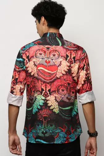 Showoff men's long sleeves conversational red shirt