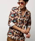 men's long sleeves ethnic motifs black shirt