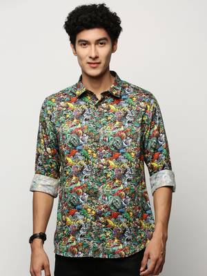 men's long sleeves conversational black shirt 2