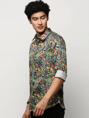 men's long sleeves conversational black shirt 3
