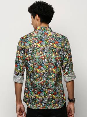 men's long sleeves conversational black shirt 4