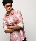 Showoff men's long sleeves floral grey shirt