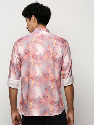 Showoff men's long sleeves floral grey shirt 4