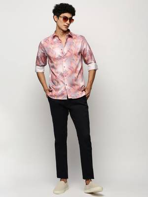 Showoff men's long sleeves floral grey shirt 5