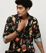 men's long sleeves conversational black shirt