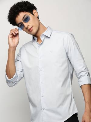 men's long sleeves solid blue shirt 1