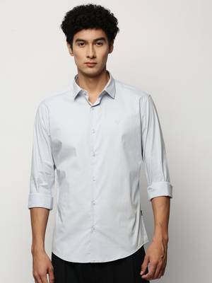 men's long sleeves solid blue shirt 2
