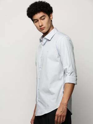men's long sleeves solid blue shirt 3