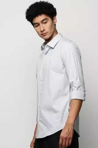 men's long sleeves solid blue shirt