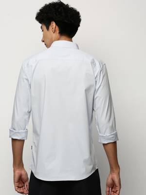 men's long sleeves solid blue shirt 4