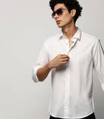 men's long sleeves solid white shirt