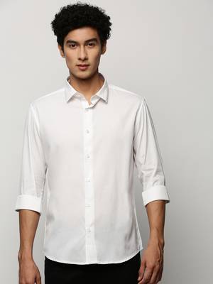 men's long sleeves solid white shirt 2