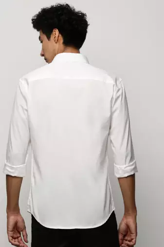 men's long sleeves solid white shirt