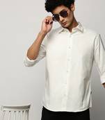 men's long sleeves solid white shirt