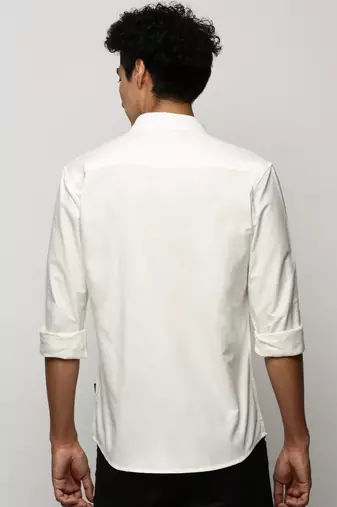 men's long sleeves solid white shirt