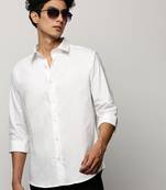 men's long sleeves solid white shirt