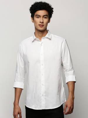 men's long sleeves solid white shirt 2