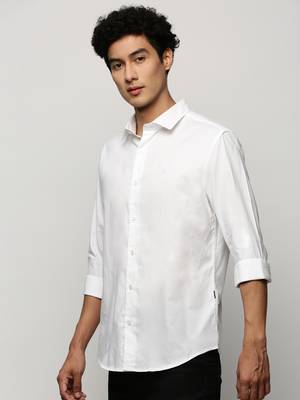 men's long sleeves solid white shirt 3