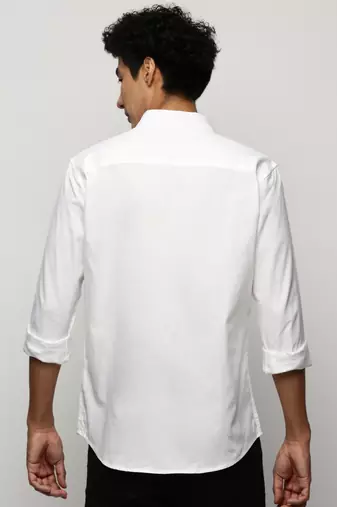 men's long sleeves solid white shirt