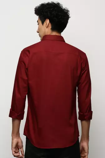 men's long sleeves solid maroon shirt